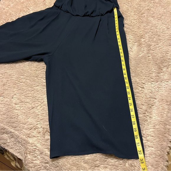 Eliza J Jumpsuit blue Blouson Ruffle Sleeves Wide Leg crop V-Neck - Picture 6 of 9